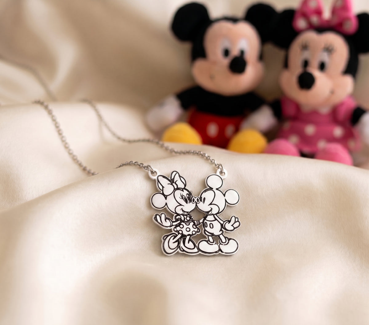 Disney Mickey & Minnie Kissing Silhouette Pendant Necklace