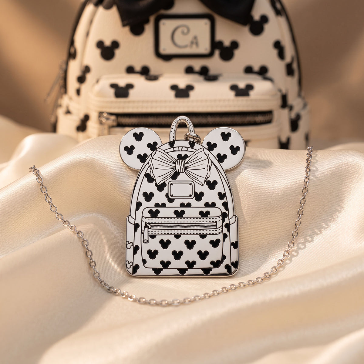 Mickey & Minnie Mouse Backpack Pendant Necklace