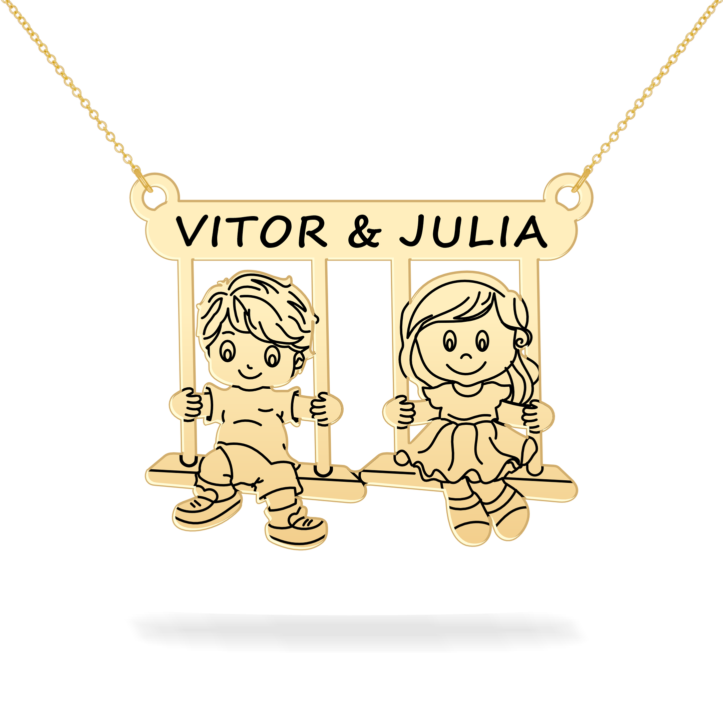 Personalized necklace son and daughter's name 14K gold filled