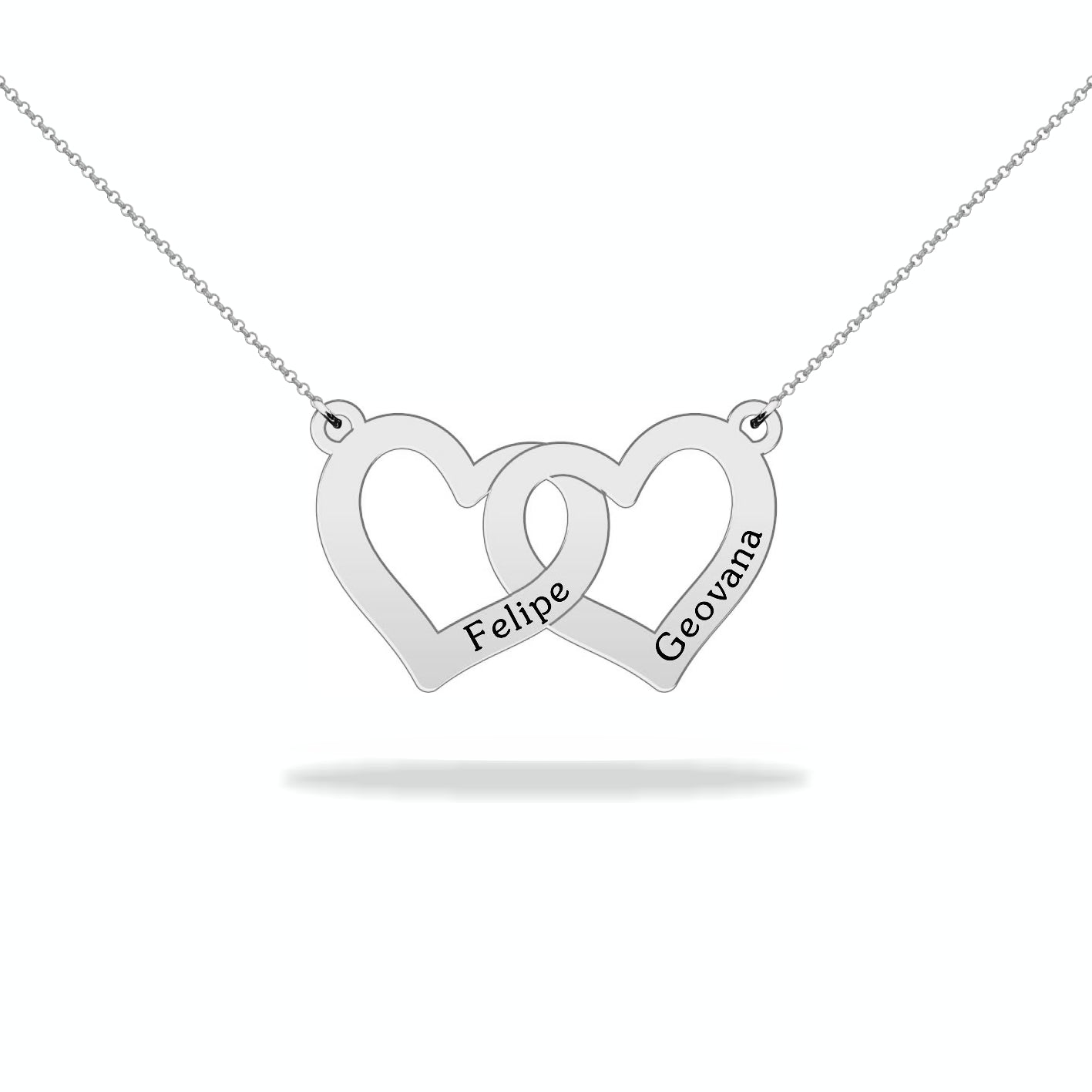 Custom heart necklace with family name, 14K gold filled