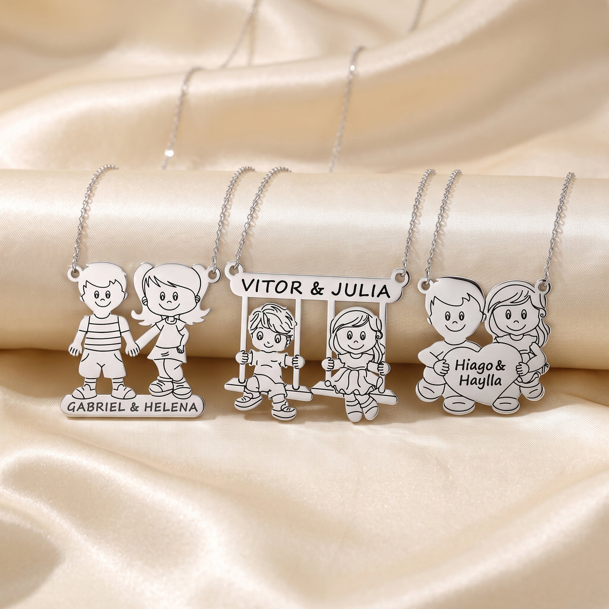 Personalized Necklace with Son and Daughter’s Names