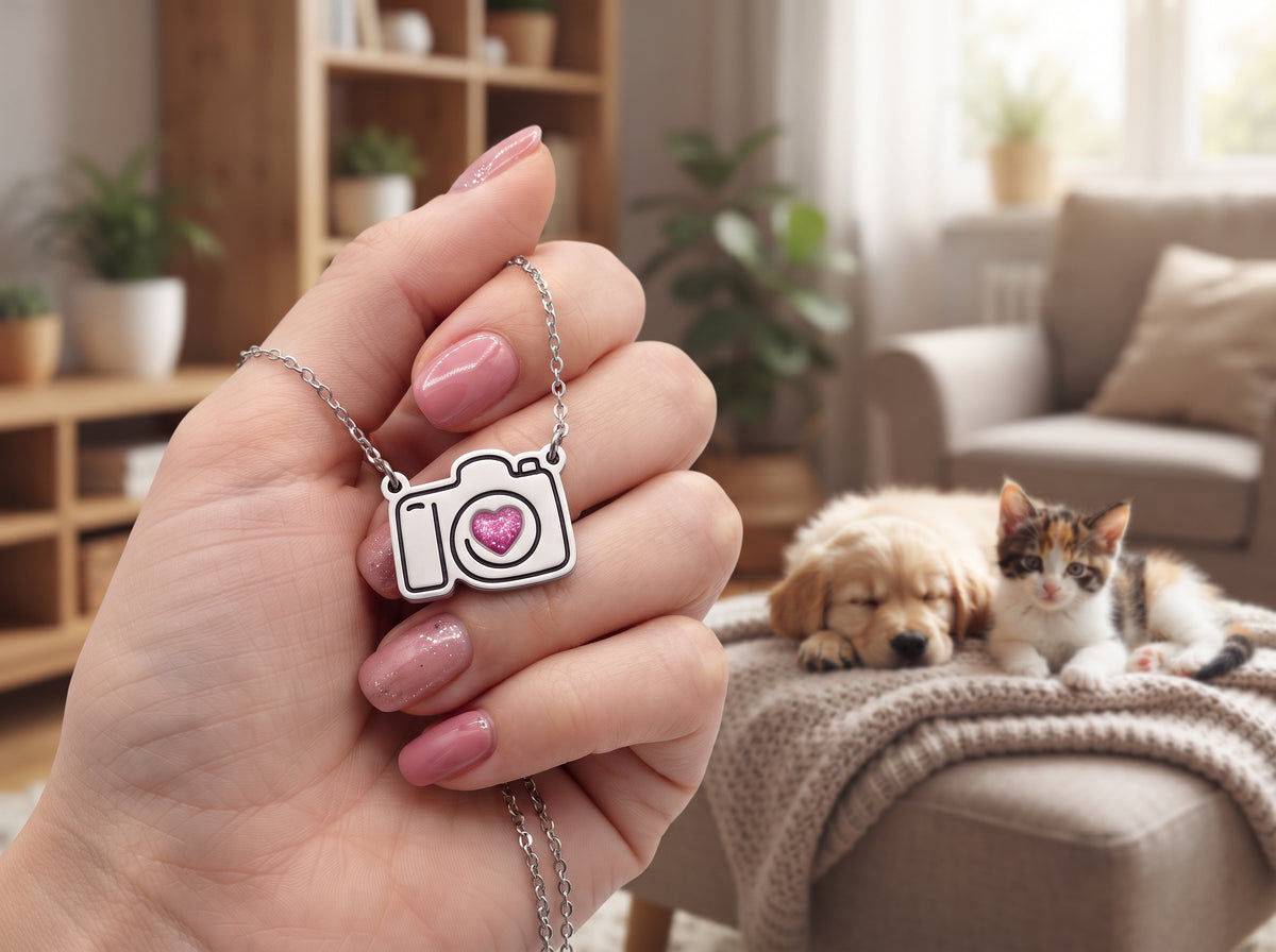 Glitter Camera Necklace