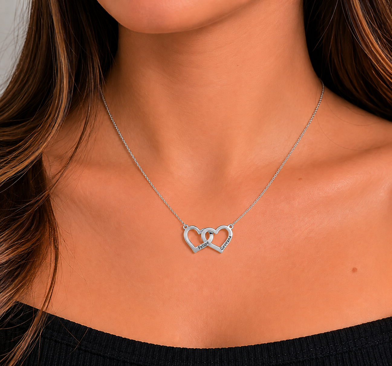 Interlocking Two-Heart Personalized Necklace – The "Bonds of Love" Collection