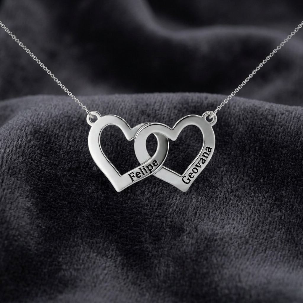 Interlocking Two-Heart Personalized Necklace – The "Bonds of Love" Collection