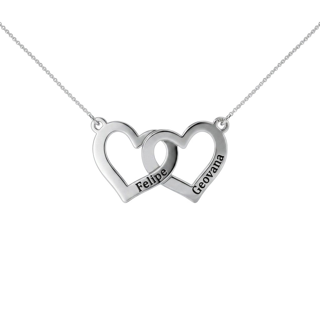 Interlocking Two-Heart Personalized Necklace – The "Bonds of Love" Collection