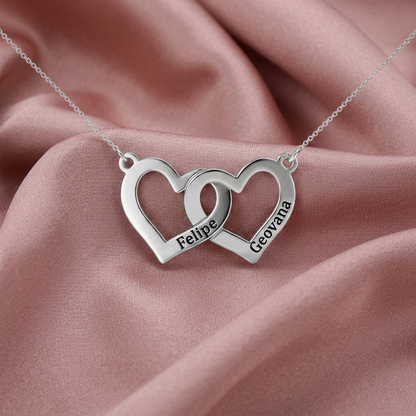 Interlocking Two-Heart Personalized Necklace – The "Bonds of Love" Collection