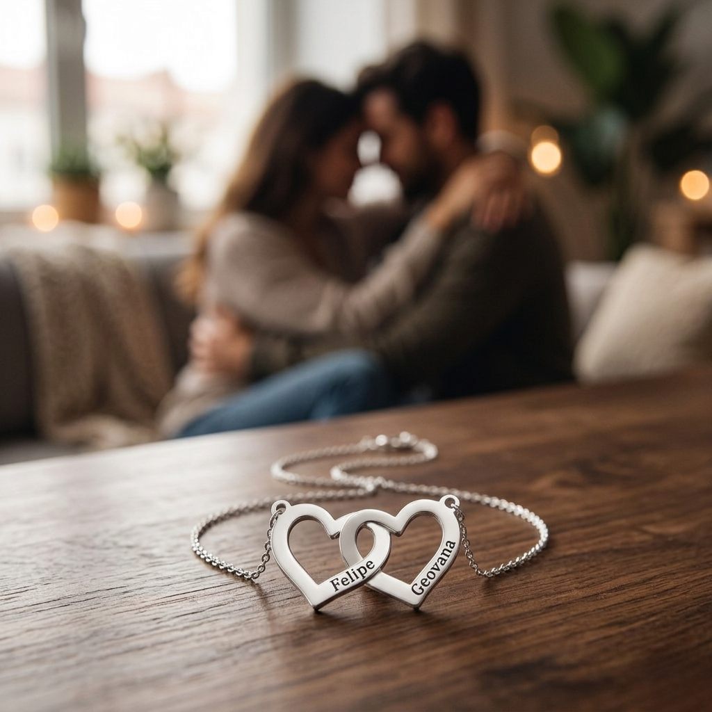 Interlocking Two-Heart Personalized Necklace – The "Bonds of Love" Collection