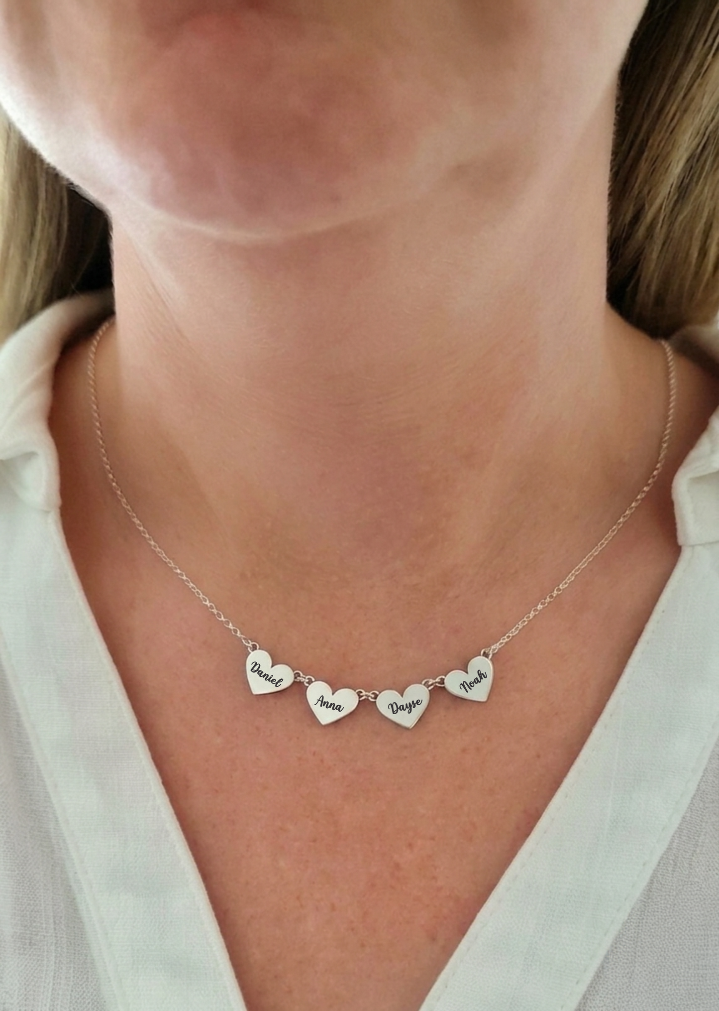 Personalized Connected Hearts Name Necklace
