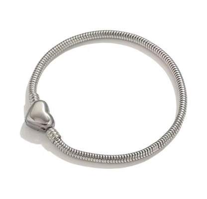 Stainless Steel Heart Clasp Charm Bracelet