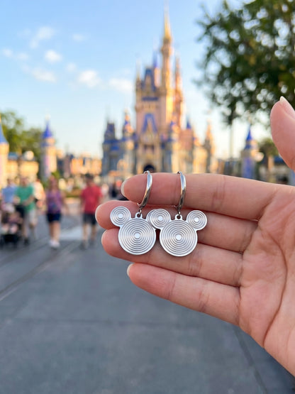 Earring featuring the iconic Mickey silhouette within concentric circles