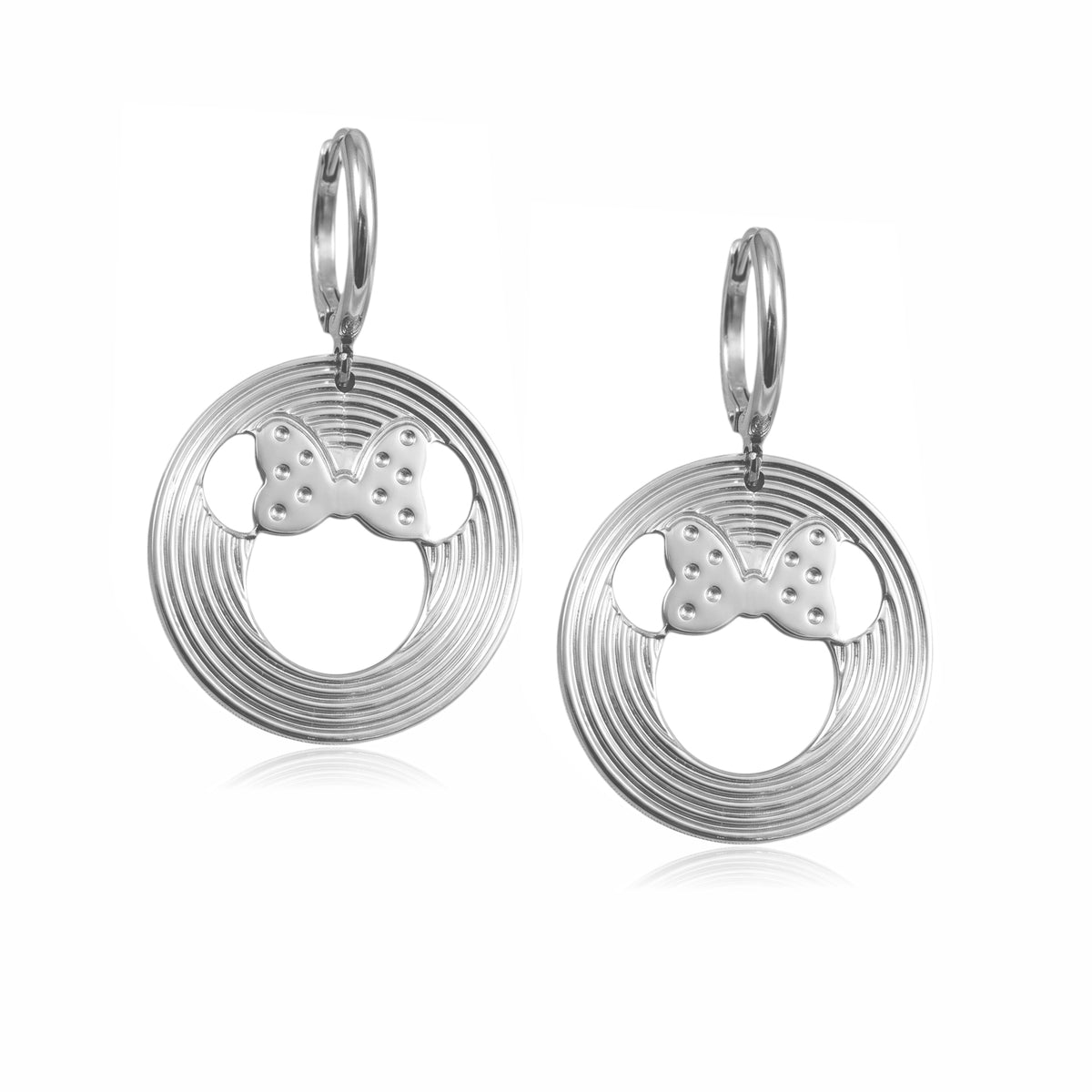 Minnie Mouse Earring with Layered Circular Lines and 3D Style
