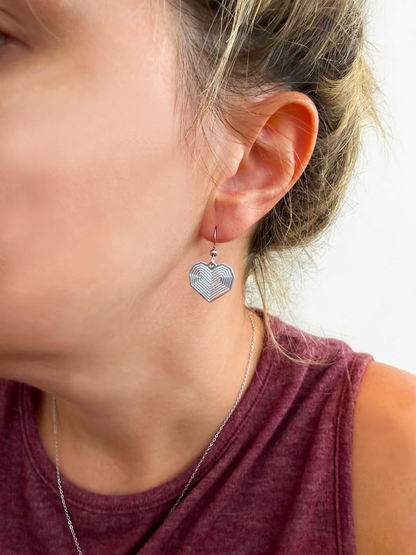 3D Geometric Heart Dangle Earrings