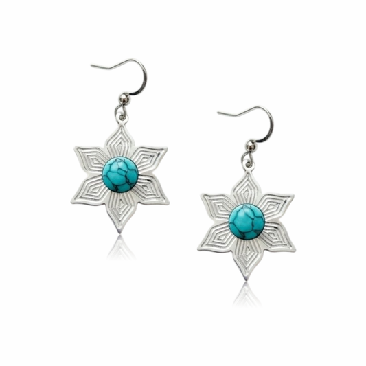 3D Starburst Turquoise Earrings
