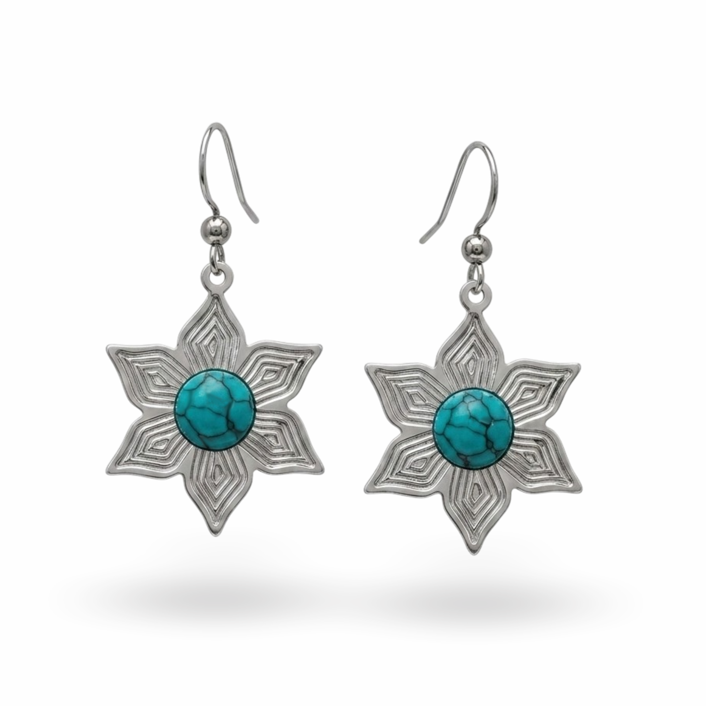 3D Starburst Turquoise Earrings