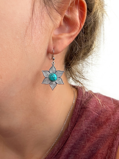 3D Starburst Turquoise Earrings