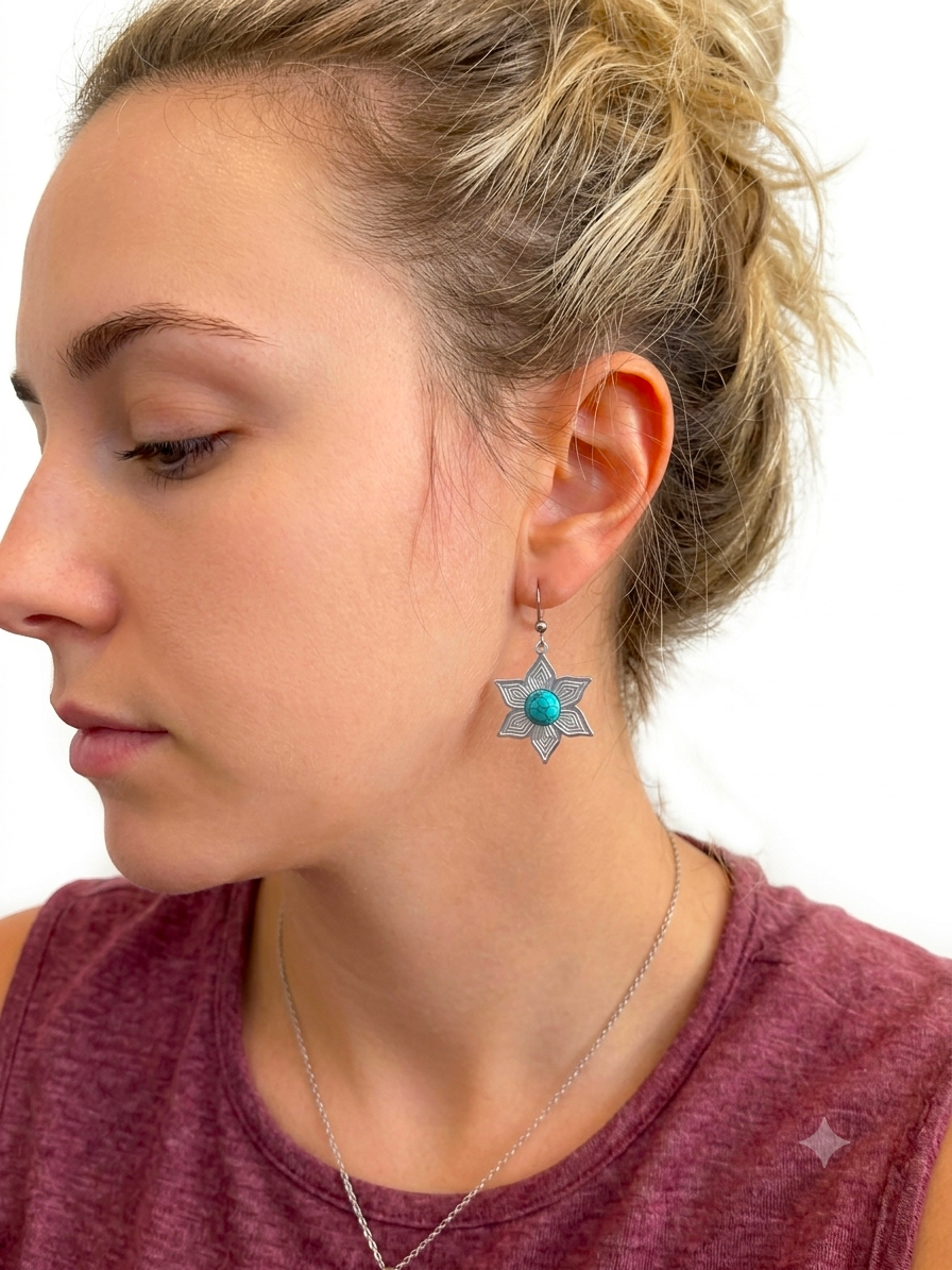 3D Starburst Turquoise Earrings