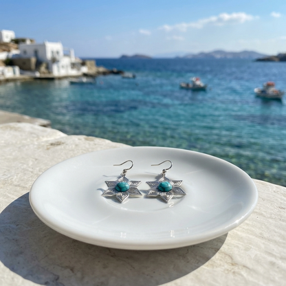 3D Starburst Turquoise Earrings