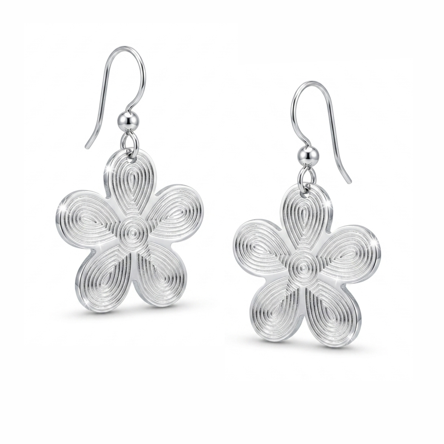 Sleek Geometry: 3D Aerospace Aluminum Flower Drop Earrings