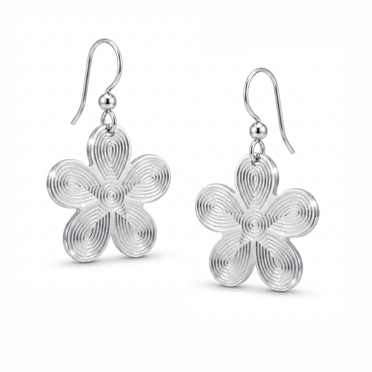 Sleek Geometry: 3D Aerospace Aluminum Flower Drop Earrings