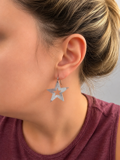 3D Star Drop Earrings