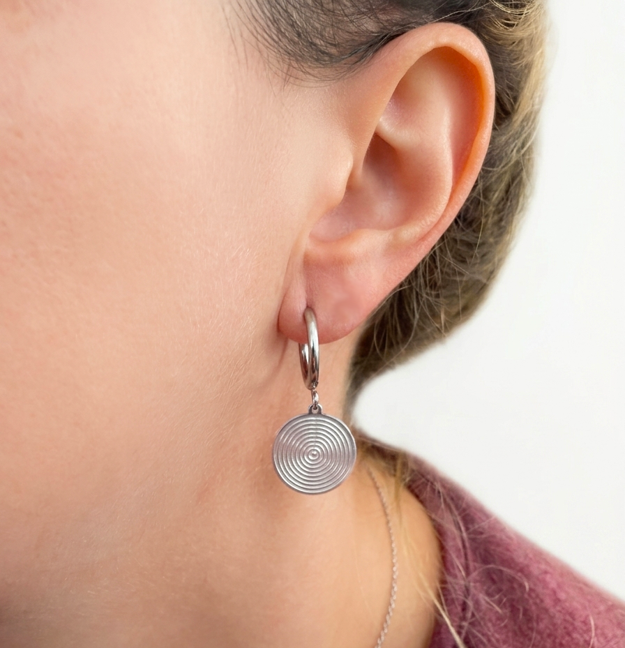 3D Geometric Ripple Dangle Earrings