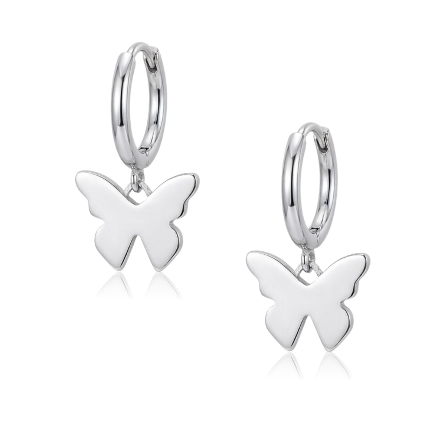 Elegant Silver Butterfly Huggie Earrings