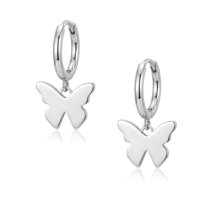 Elegant Silver Butterfly Huggie Earrings