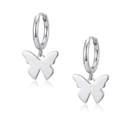 Elegant Silver Butterfly Huggie Earrings