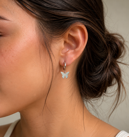 Elegant Silver Butterfly Huggie Earrings