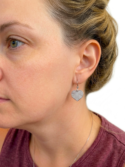3D Geometric Heart Dangle Earrings