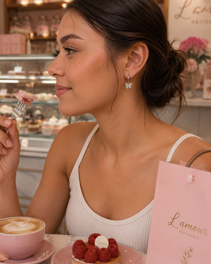 Elegant Silver Butterfly Huggie Earrings