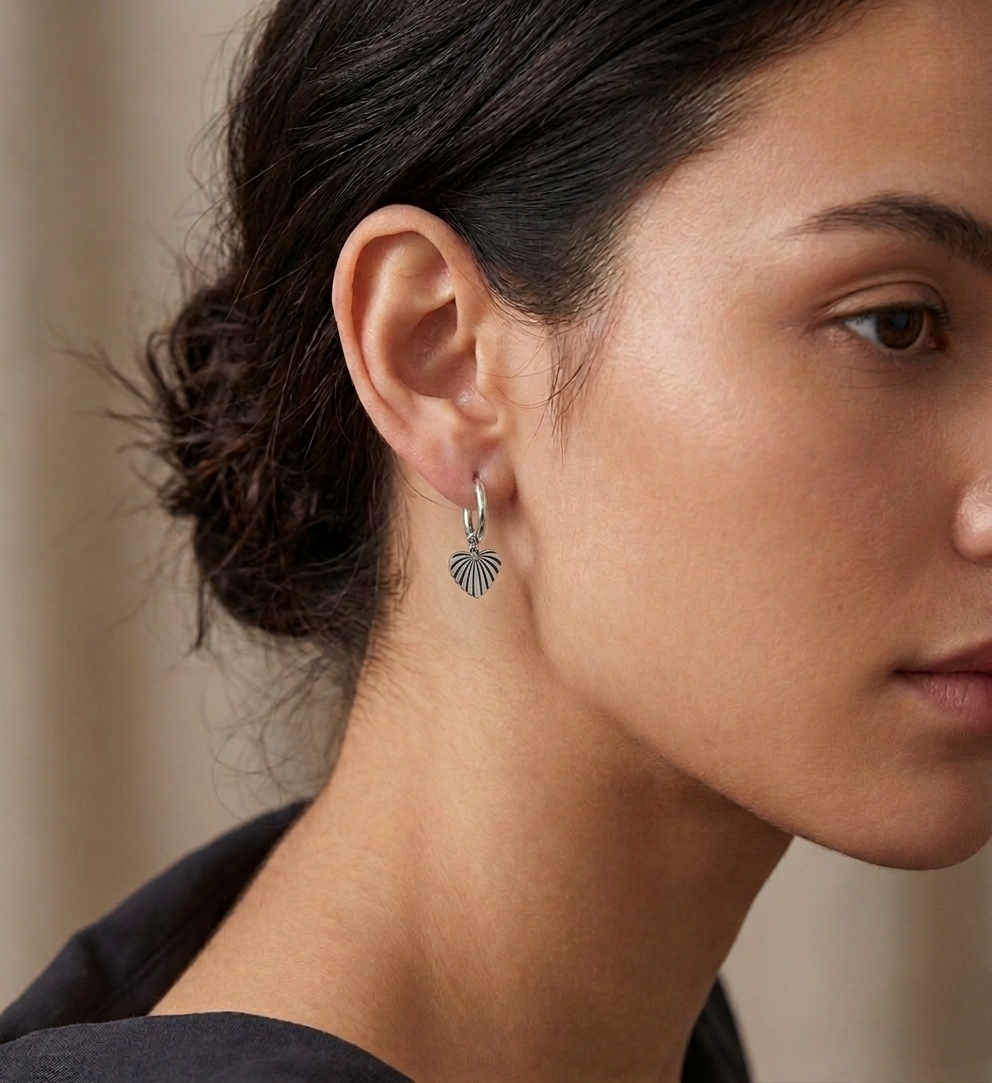 Radiant Heart Charm Hoop Earrings