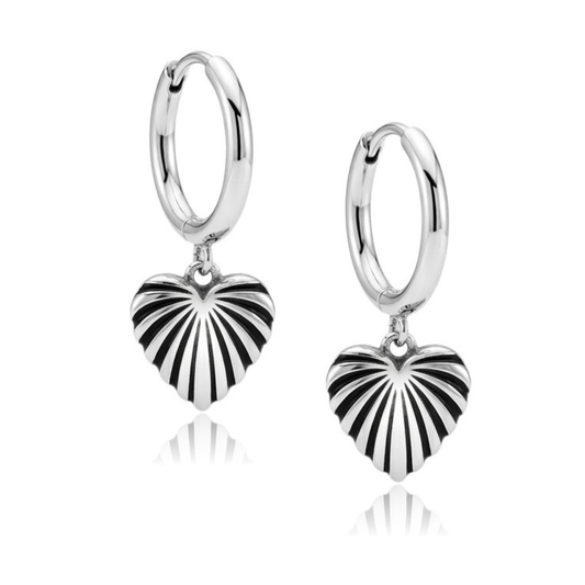 Radiant Heart Charm Hoop Earrings