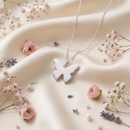 Classic Smooth Butterfly Pendant Necklace