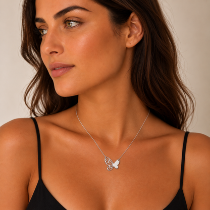 Monarch Silhouette Butterfly Pendant Necklace