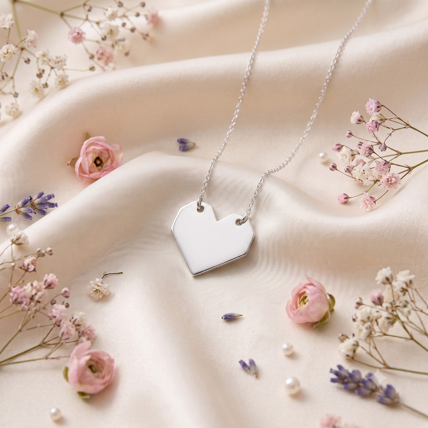 Origami Geometric Heart Necklace