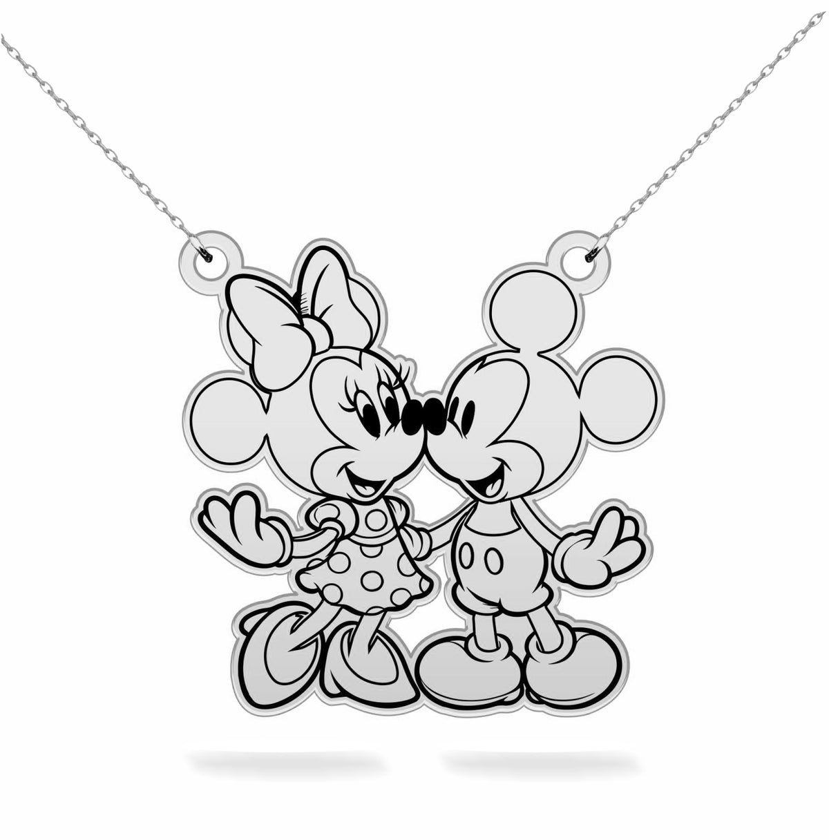 Disney Mickey & Minnie Kissing Silhouette Pendant Necklace