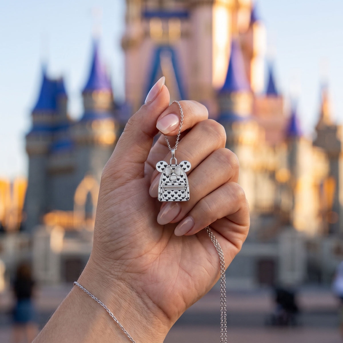 Mickey & Minnie Mouse Backpack Pendant Necklace