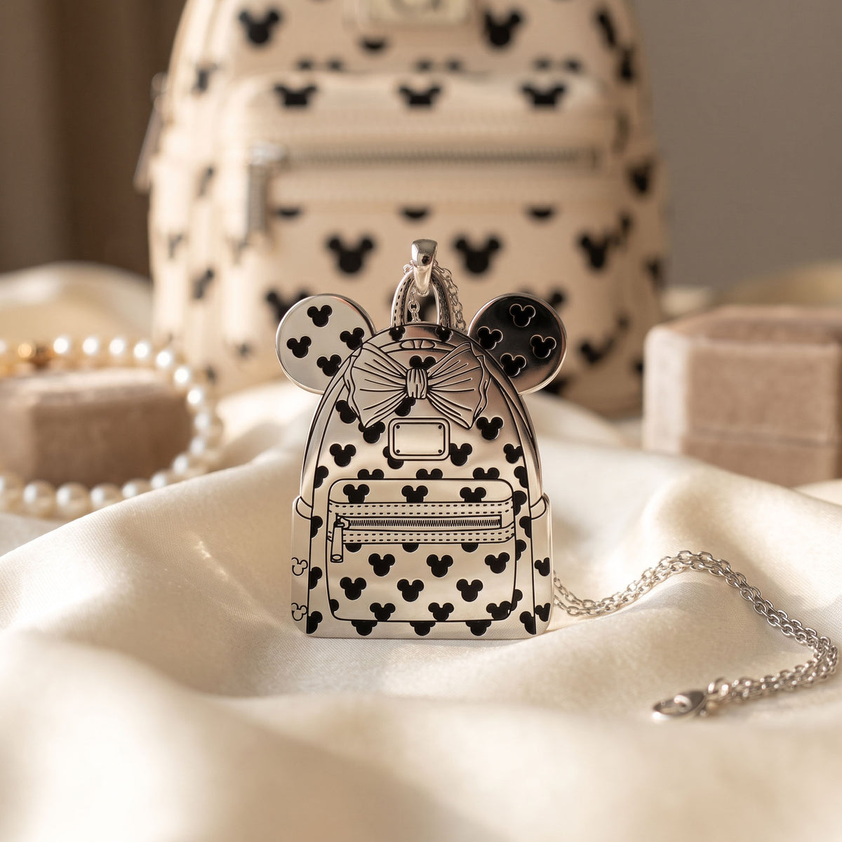 Mickey & Minnie Mouse Backpack Pendant Necklace