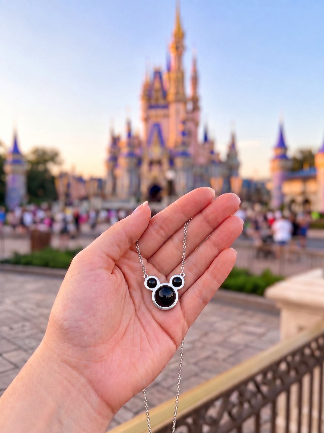 Mouse Silhouette Necklace with Black Accents