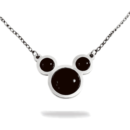 Mouse Silhouette Necklace with Black Accents