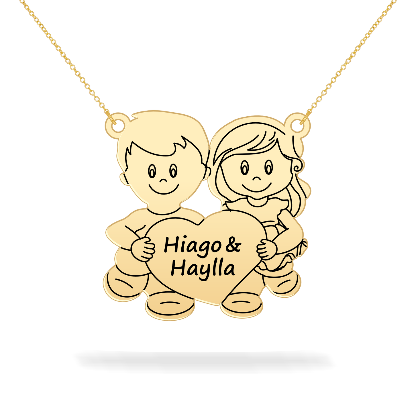 Personalized necklace son and daughter's name 14K gold filled
