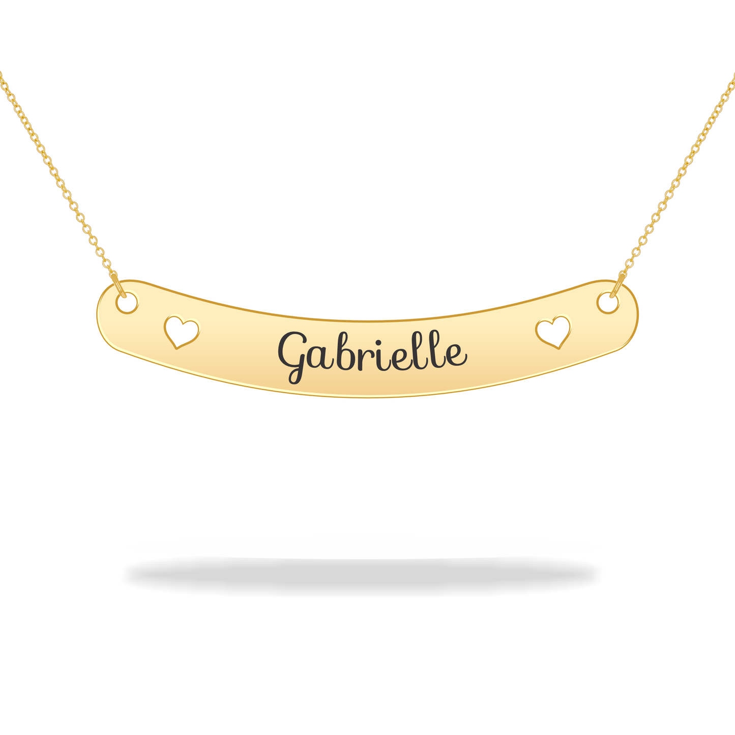 Custom name heart plate necklace, 14K gold filled