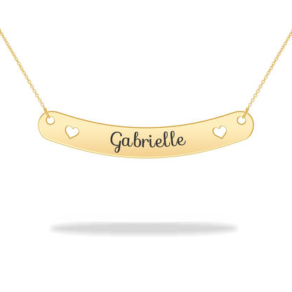 Custom name heart plate necklace, 14K gold filled