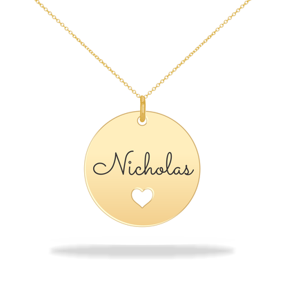 Round necklace with personalized family name, 14K Gold Filled