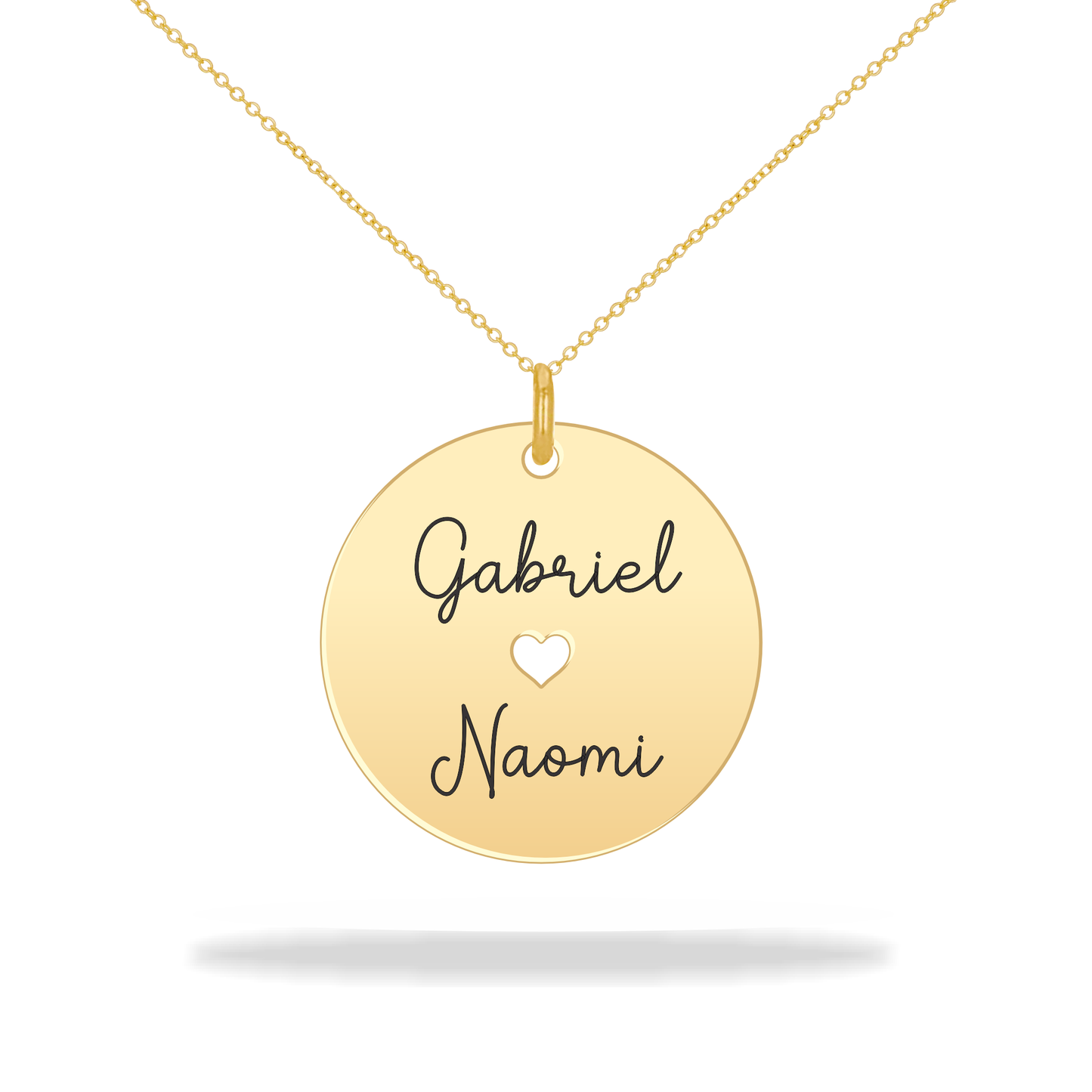 Round necklace with personalized family name, 14K Gold Filled