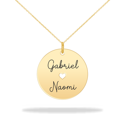 Round necklace with personalized family name, 14K Gold Filled