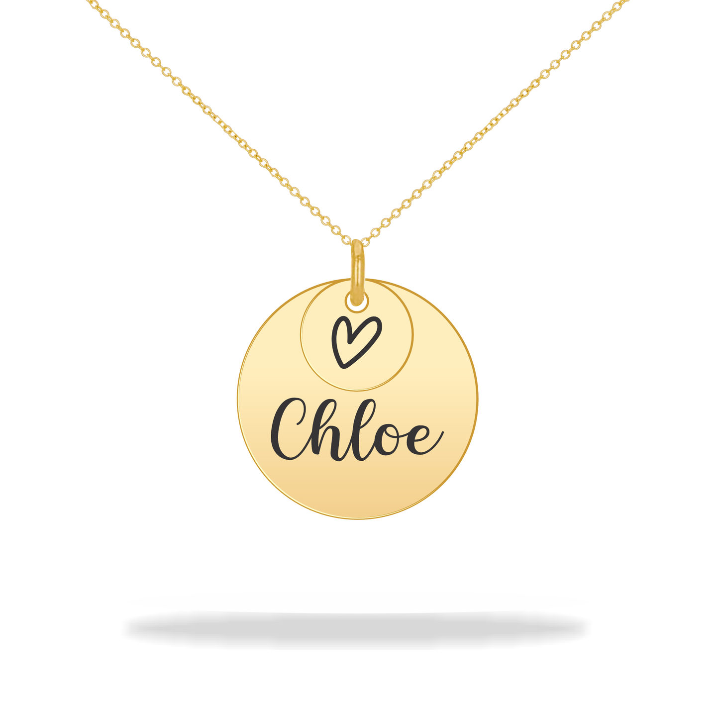 Round necklace with personalized family name, 14K Gold Filled