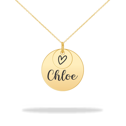 Round necklace with personalized family name, 14K Gold Filled