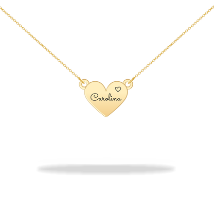 Custom heart necklace with family name, 14K gold filled
